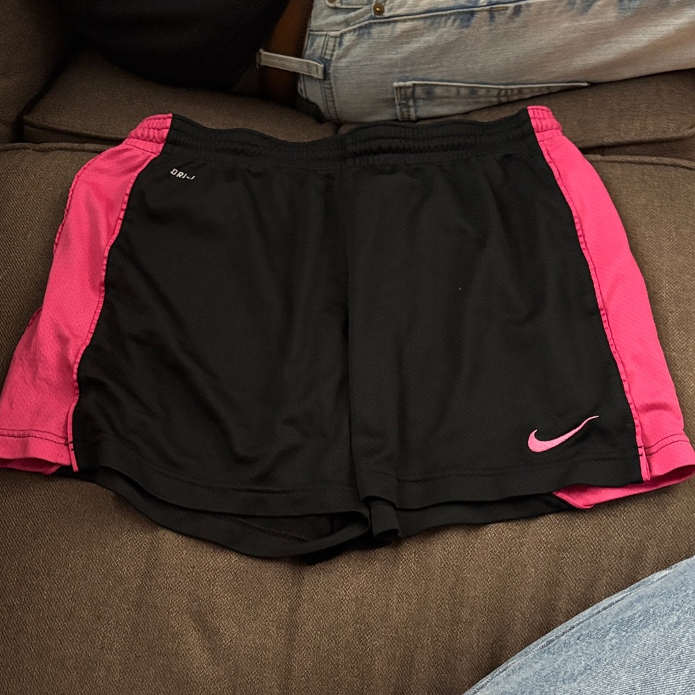 Nike Black Athletic Shorts with Pink Side Panels